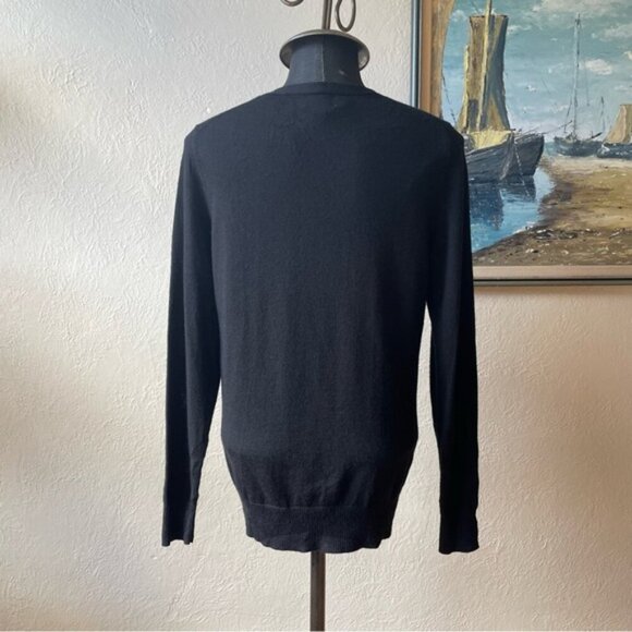 Lord and Taylor 100% merino wool black button up cardigan size medium - Picture 3 of 11